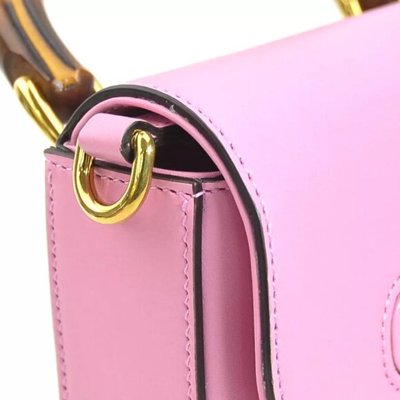 Auth GUCCI Bamboo Crossbody Shoulder Bag Backpack Pink Leather - Picture 8 of 15
